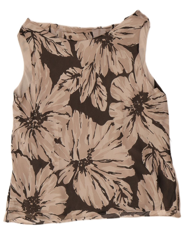 Top camicetta regolare senza maniche da donna Marks & Spencer UK 20 2XL Marrone floreale