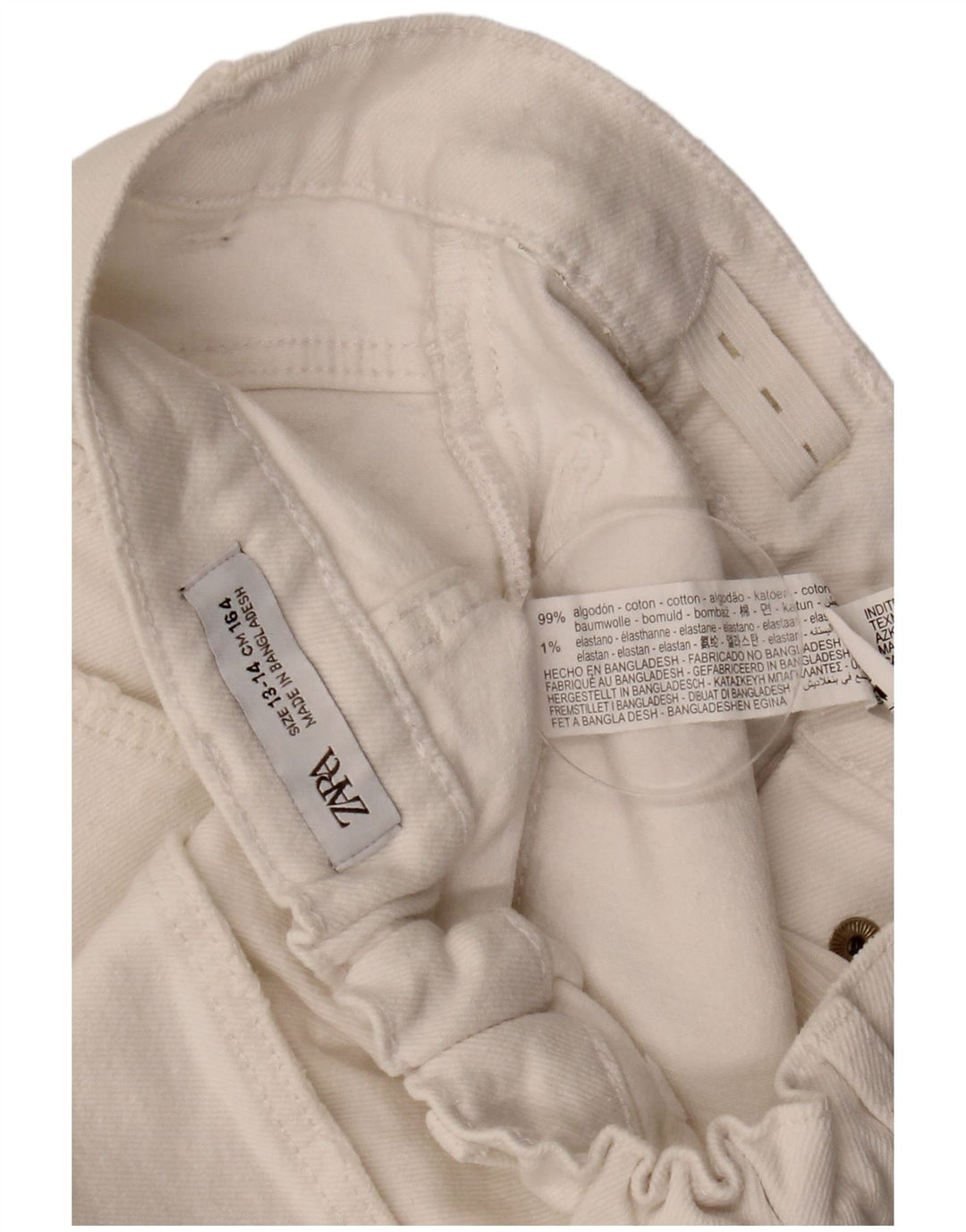 Shorts in denim per bambina ZARA 13-14 anni W27 Cotone bianco