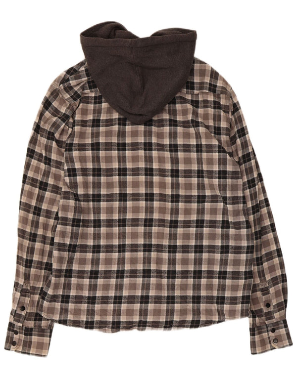 Camicia di flanella con cappuccio da uomo Quiksilver in cotone grigio medio