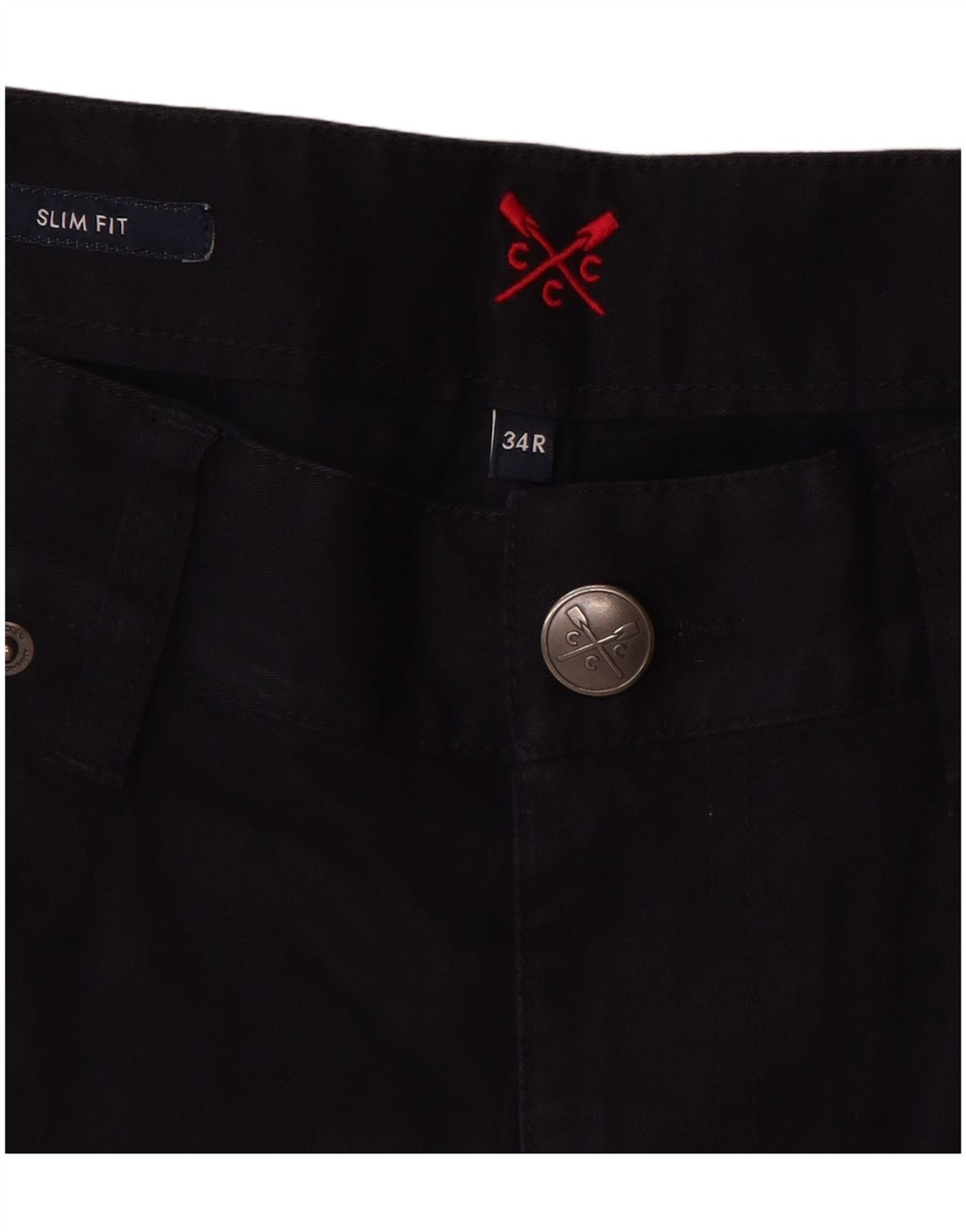 CREW CLOTHING Pantaloni casual slim fit da donna W34 L31 cotone blu navy