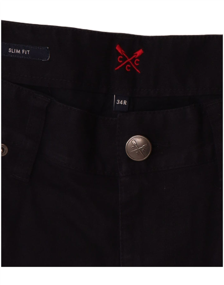 CREW CLOTHING Pantaloni casual slim fit da donna W34 L31 cotone blu navy