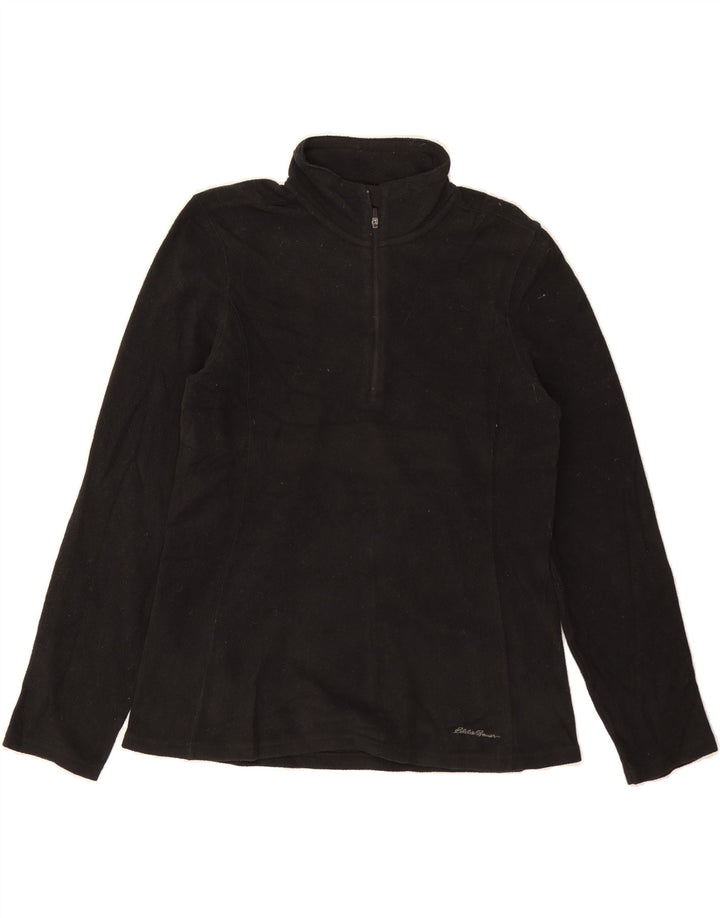 EDDIE BAUER Womens Zip Neck Fleece Jumper UK 14 Medium Black Polyester Vintage Eddie Bauer and Second-Hand Eddie Bauer from Messina Hembry 