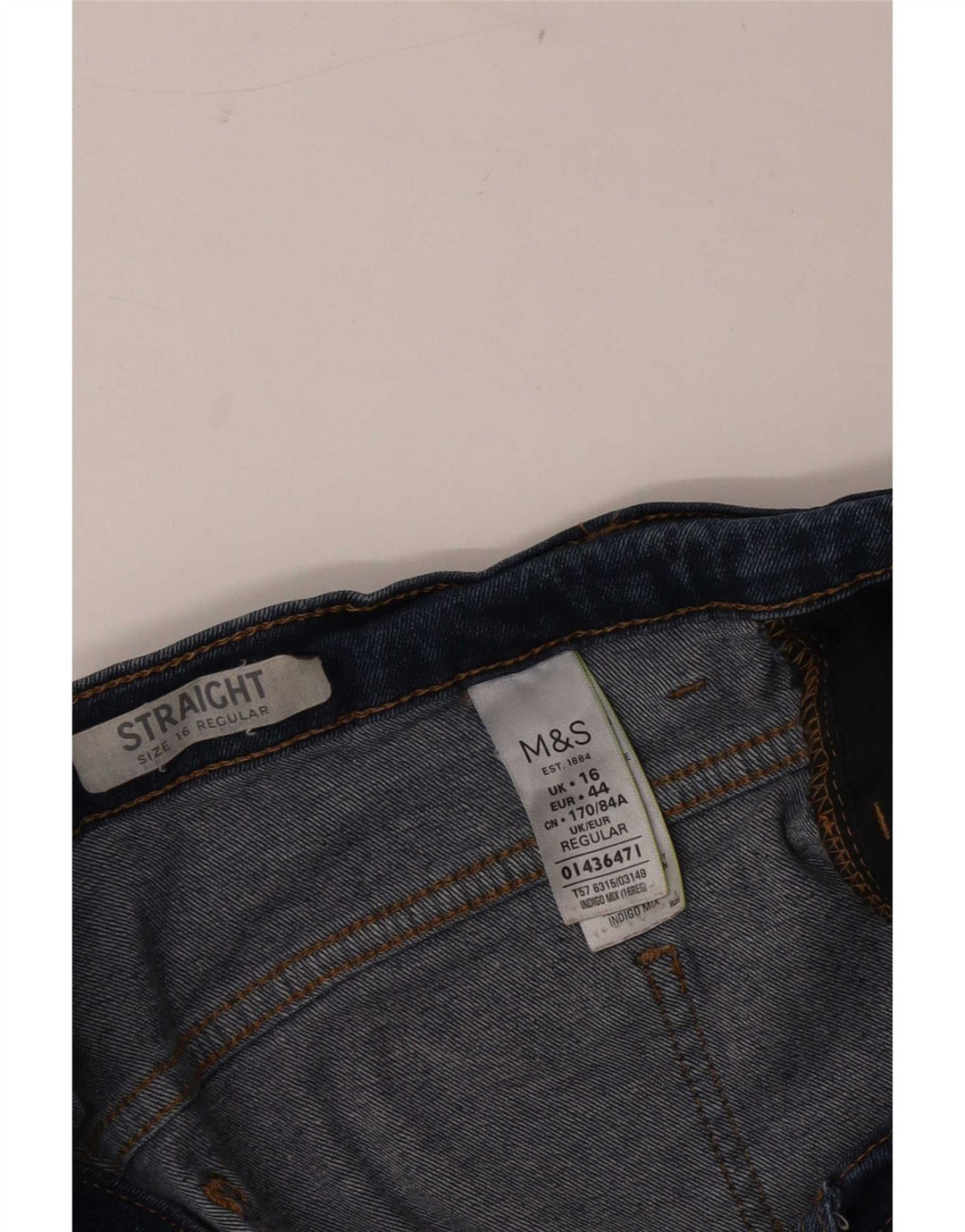 Jeans dritti regolari da donna Marks & Spencer UK 16 Large W34 L28 Blu navy