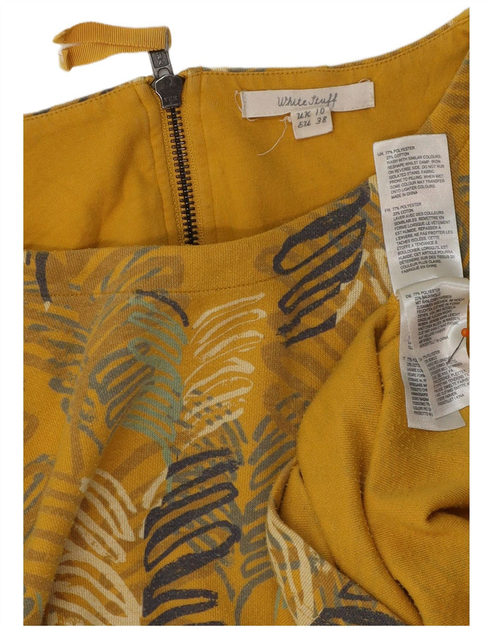 WHITE STUFF Abito a trapezio da donna con maniche a 3/4 UK 10 Piccolo cotone floreale giallo