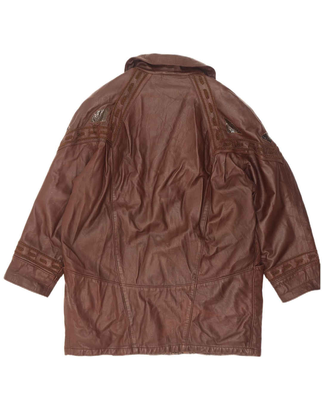 Cappotto oversize in pelle da donna Marcos IT 40 piccolo in pelle marrone