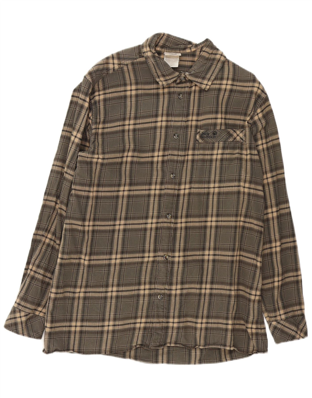 Camicia da uomo in flanella Jack Wolfskin XL in cotone a quadri grigi