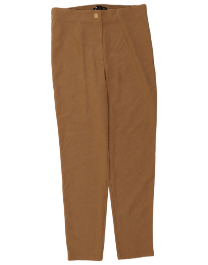 Pantaloni casual slim da donna Zara grandi W30 L28 marroni
