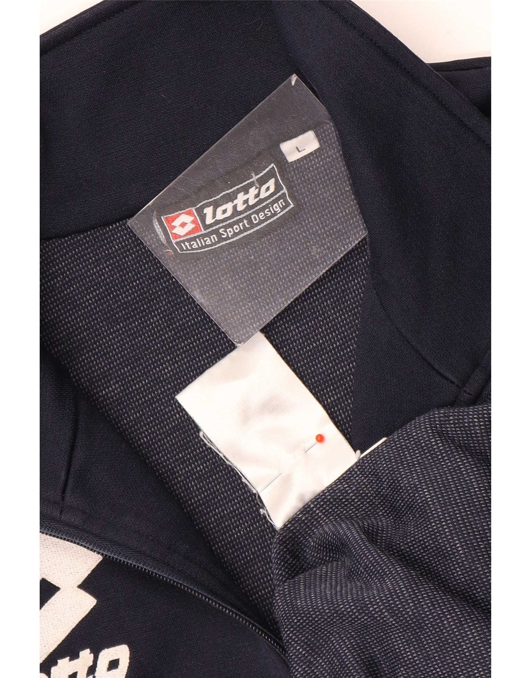 Felpa da uomo con collo con zip grafica Lotto Maglione grande poliestere blu navy