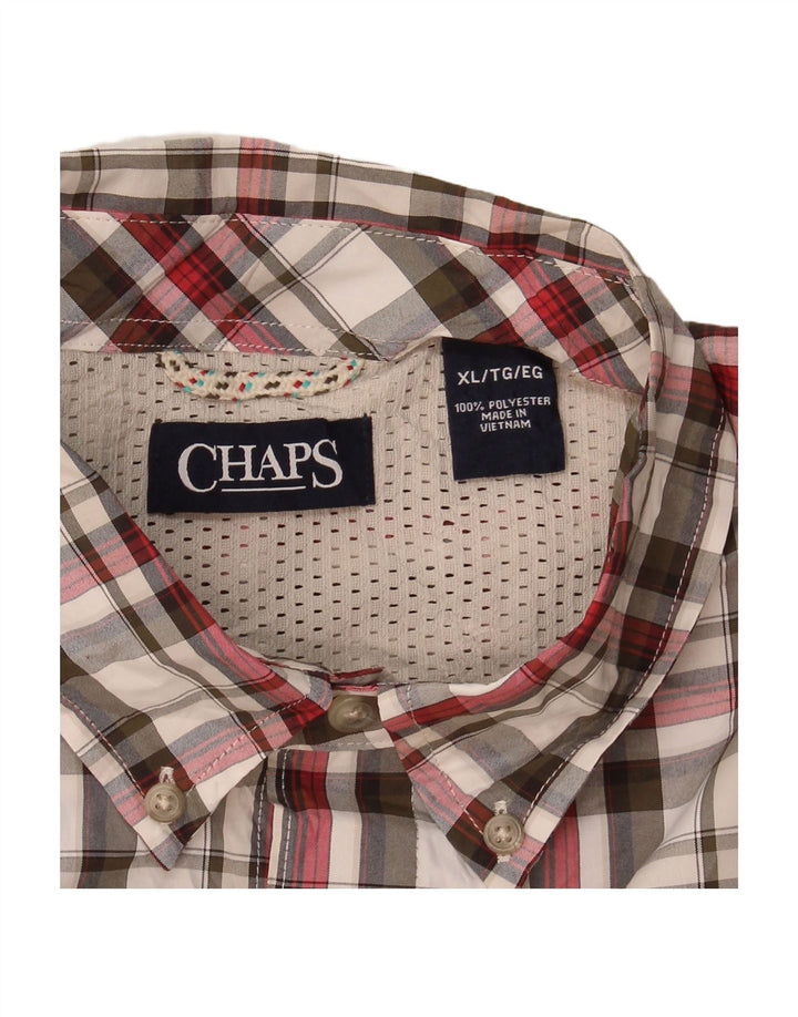 CHAPS Mens Big & Tall Short Sleeve Shirt XL Green Check Polyester