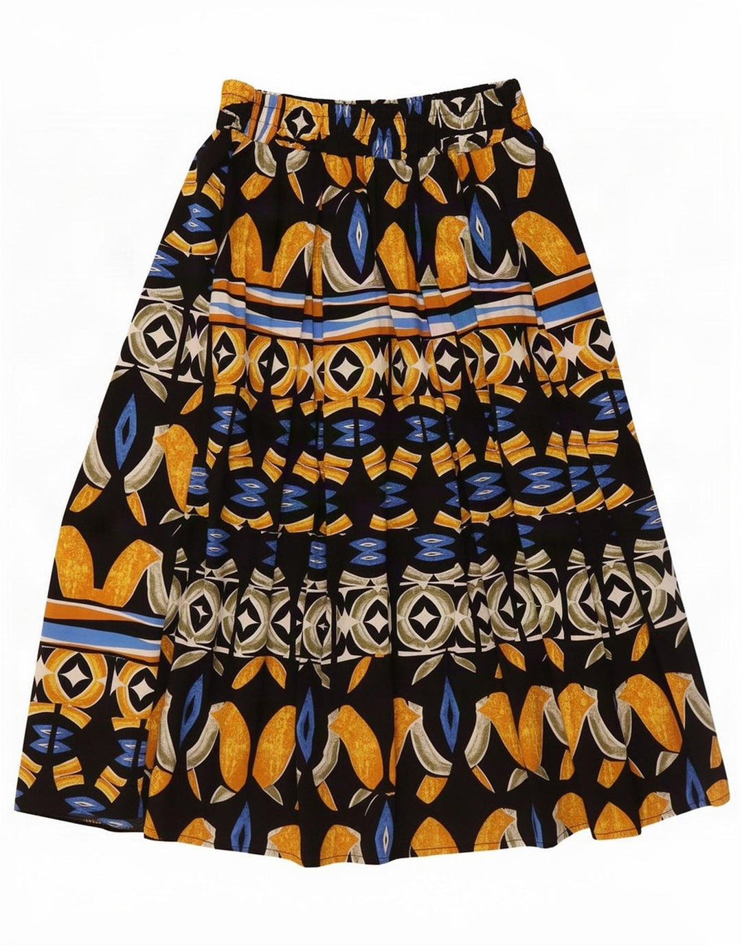 Gonna svasata da donna vintage con motivo astratto, media W28, multicolore