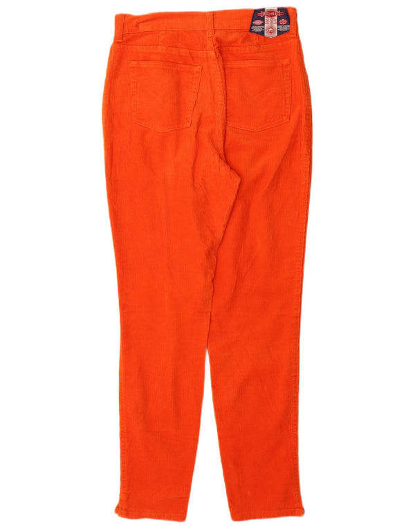 Pantaloni da donna in velluto a coste affusolati a vita alta con zip IT 46 Large W28 L31 Arancione
