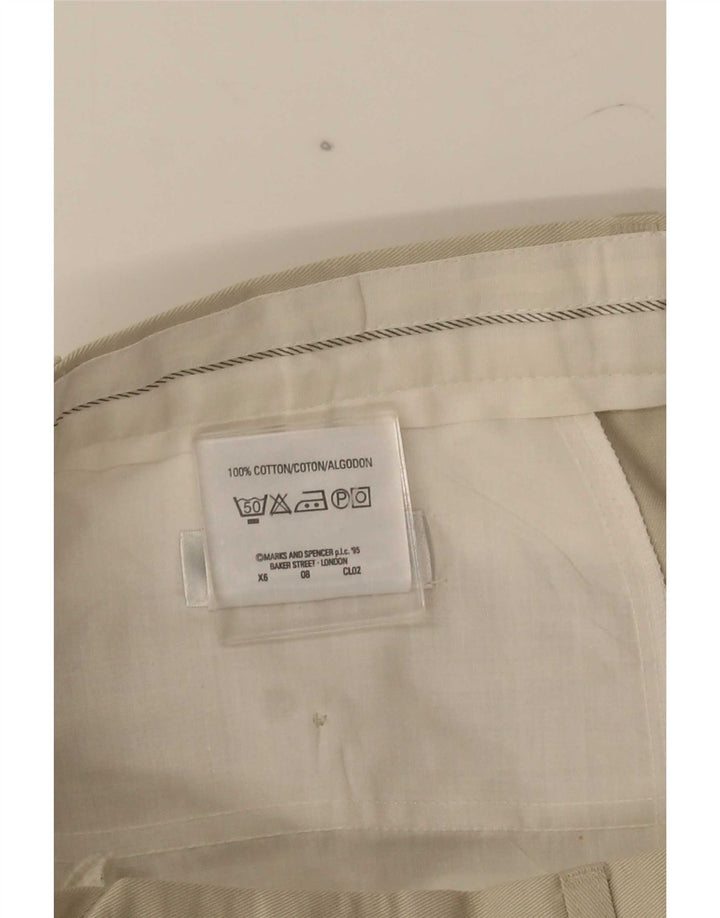 Pantaloni da abito con pegging da uomo Marks & Spencer W34 L29 cotone grigio