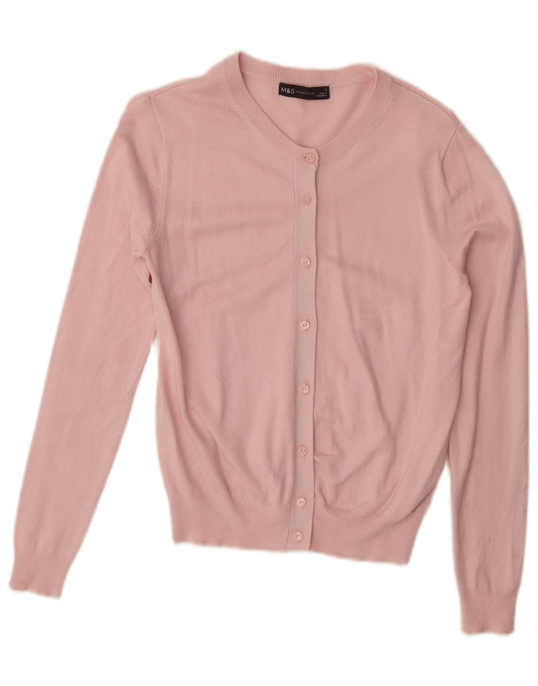 MARKS & SPENCER Maglione cardigan da donna UK 8 Small Rosa Viscosa