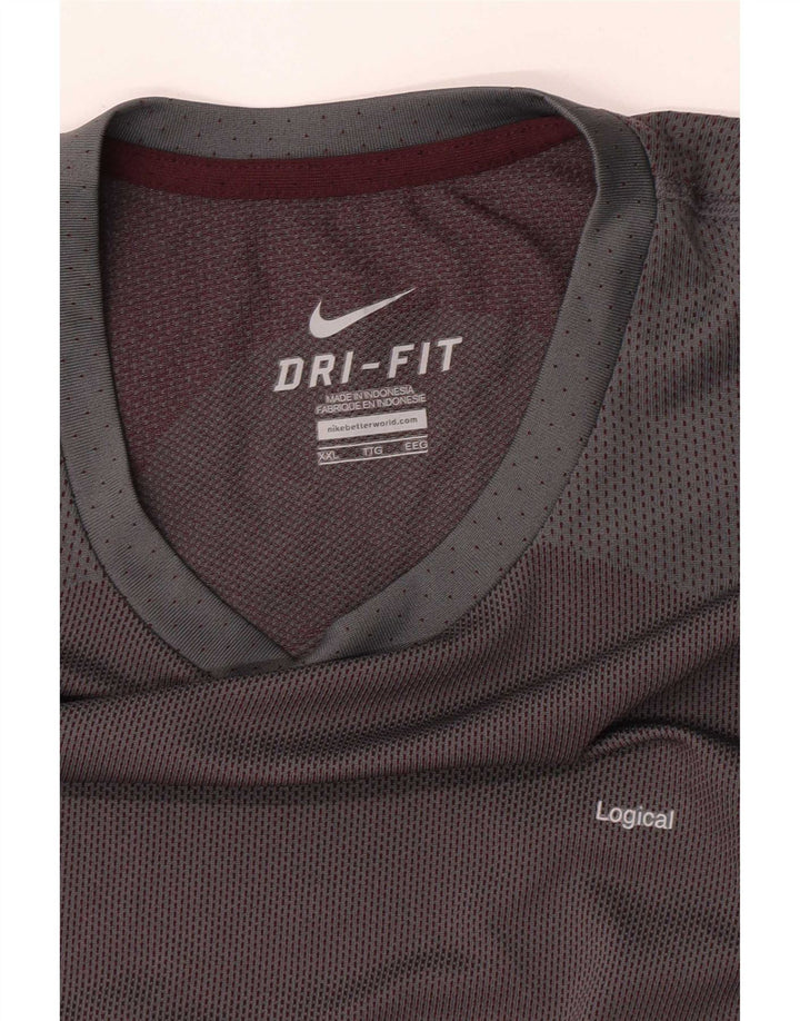 Top Nike Uomo Manica 3/4 2XL Grigio Colorblock