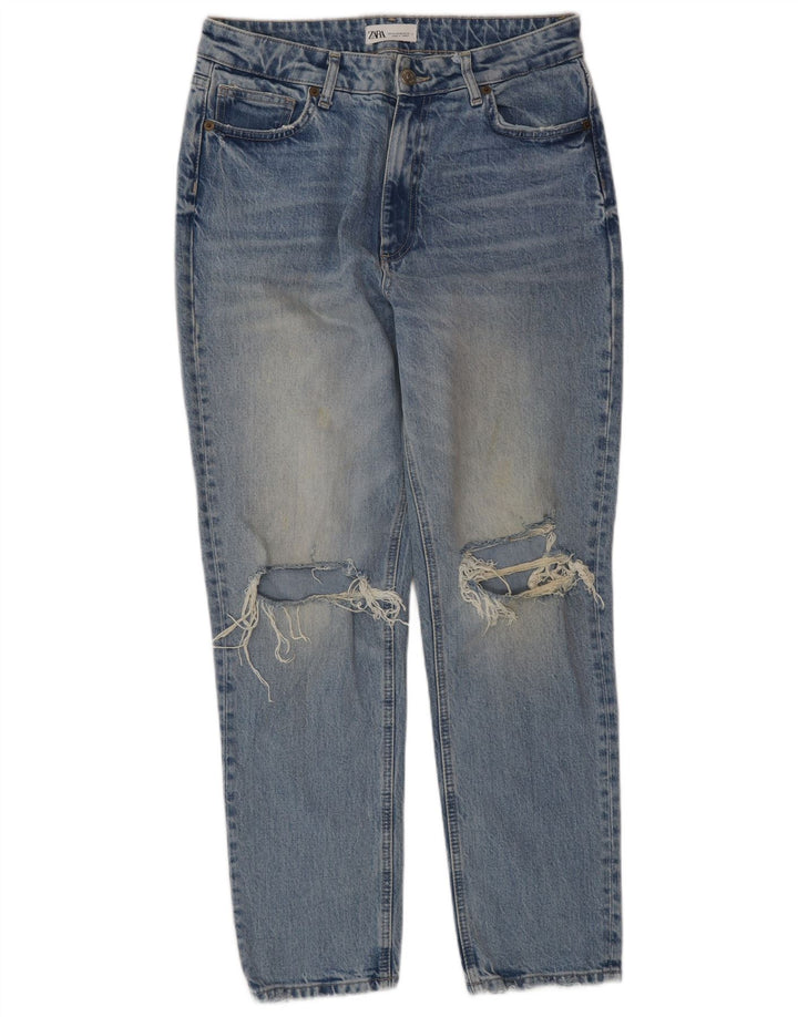Jeans affusolati effetto consumato Zara da donna EU 42 Large W32 L30 Blu