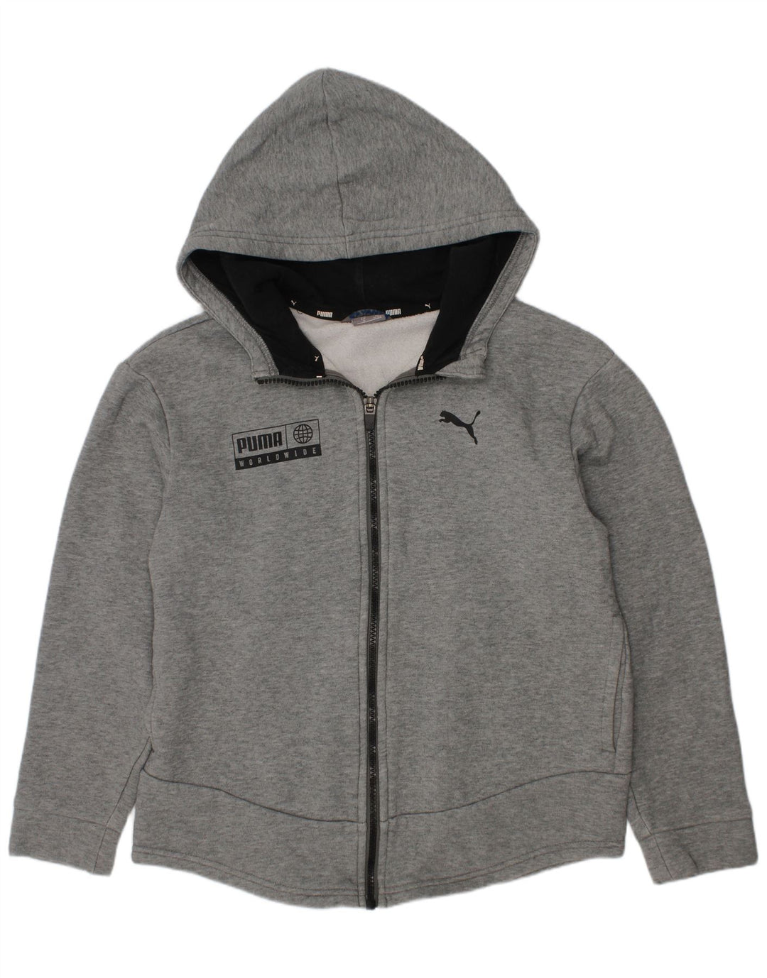 Felpa con cappuccio con zip grafica PUMA per ragazze 11-12 anni in cotone grigio