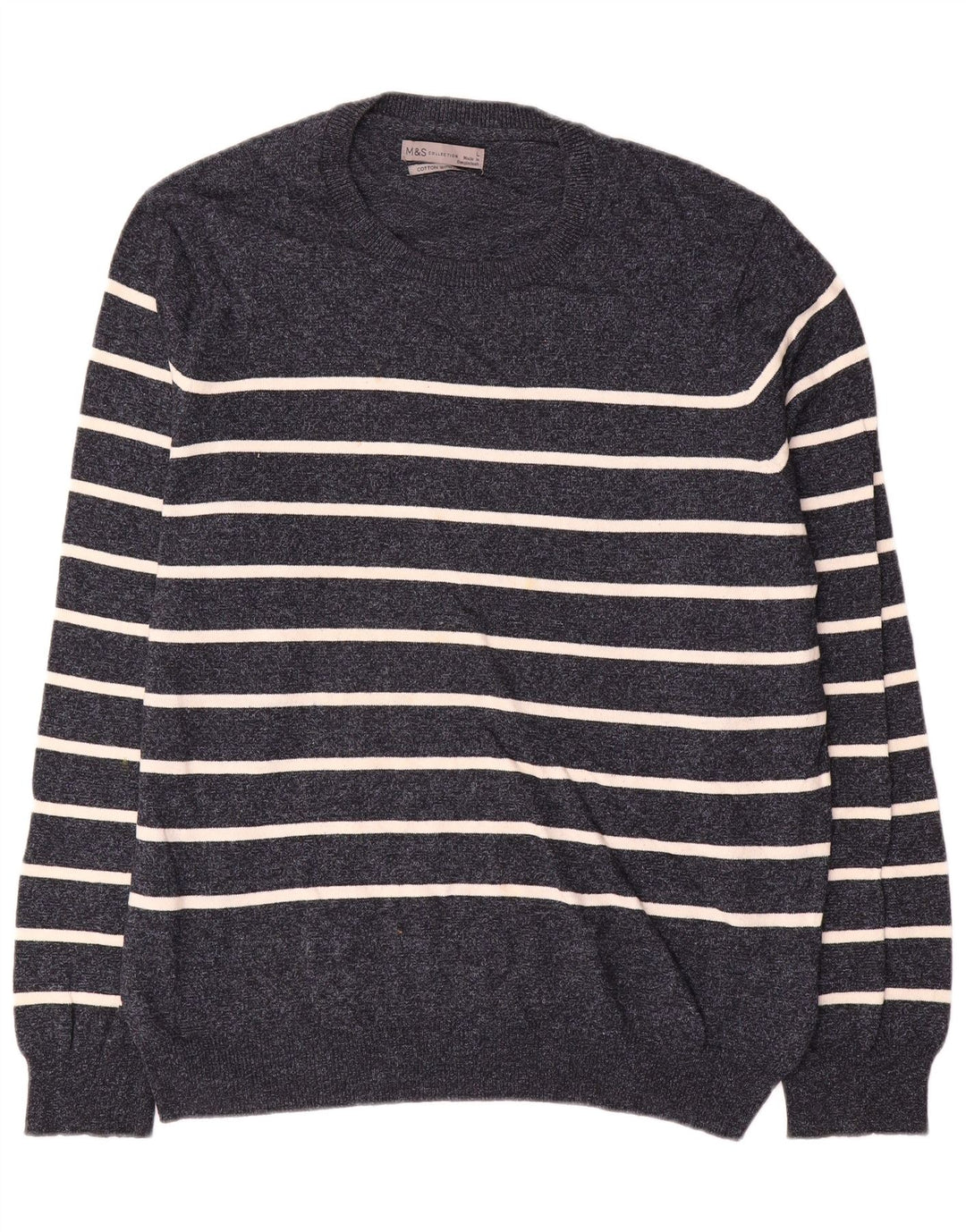 Marks & Spencer Maglione girocollo da uomo a righe grandi blu navy
