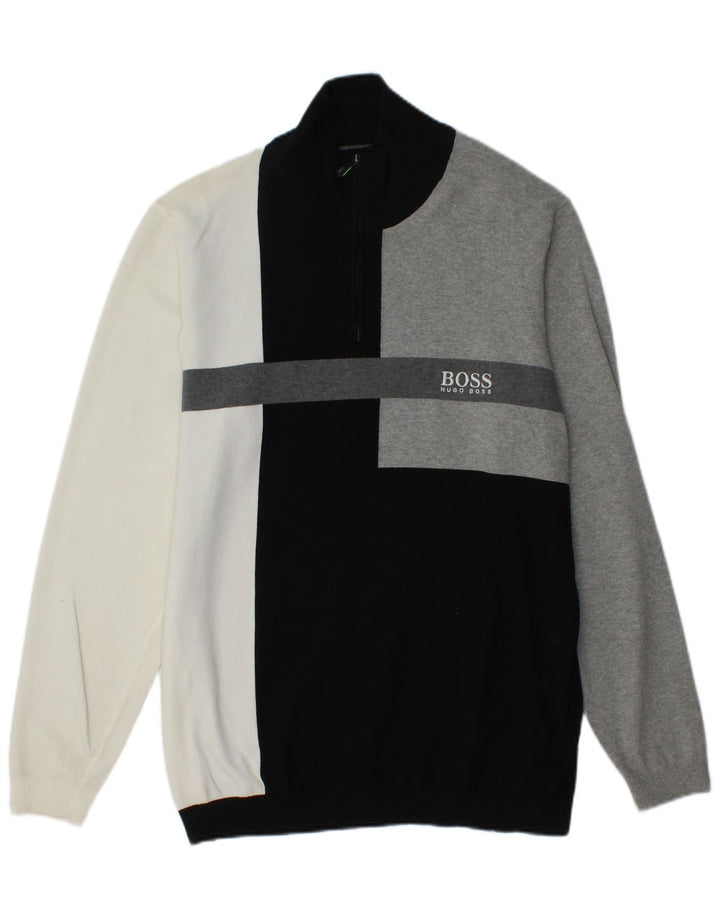 Maglione HUGO BOSS da uomo con vestibilità regolare e collo con zip, XL, colore nero