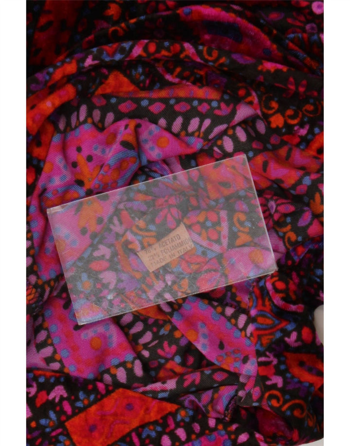 Top camicetta vintage da donna con maniche a 3/4 UK 14 medio multicolore retrò
