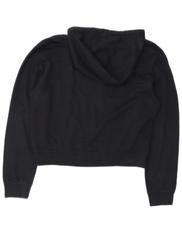 Felpa con cappuccio corta da donna Nike UK 6 XS cotone color block nero