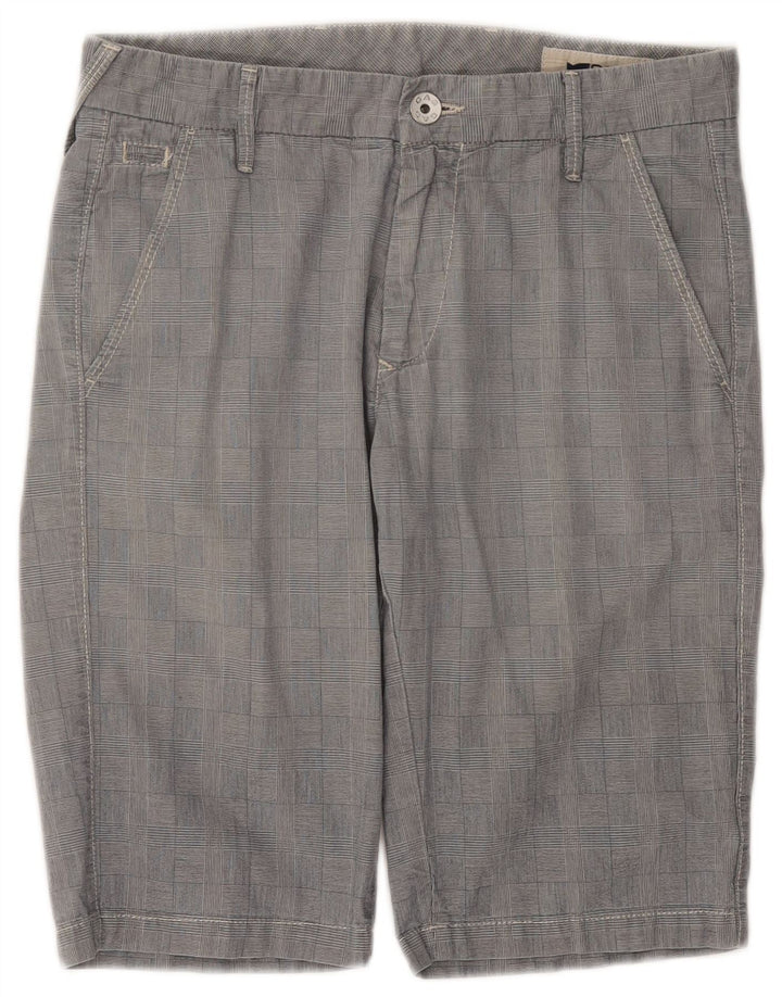 Pantaloncini chino da uomo GAS W30 in cotone a quadri grigio medio