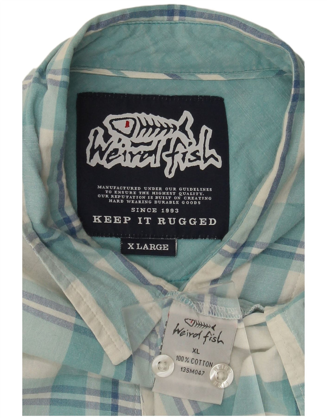 Camicia da uomo Weird Fish XL in cotone a quadri blu