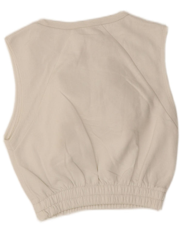 Felpa corta senza maniche da donna Zara UK 10 piccola in cotone bianco