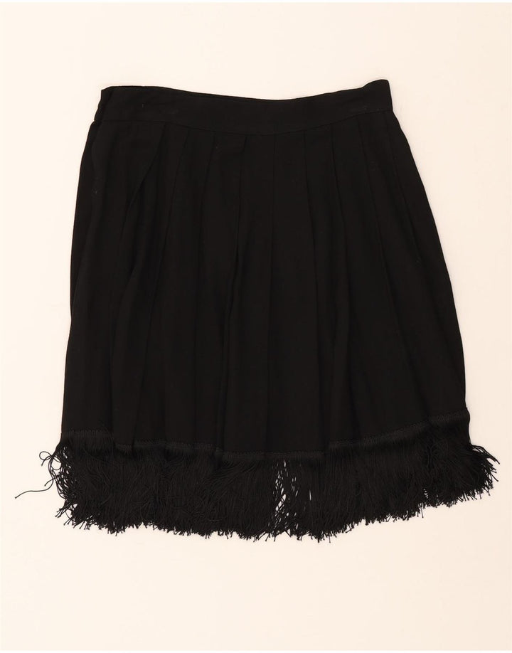 VINTAGE Womens Pleated A-Line Skirt IT 44 Medium W28  Black Vintage Vintage and Second-Hand Vintage from Messina Hembry 