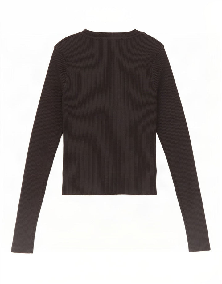 Top Zara da donna a maniche lunghe UK 8 Small in viscosa nera