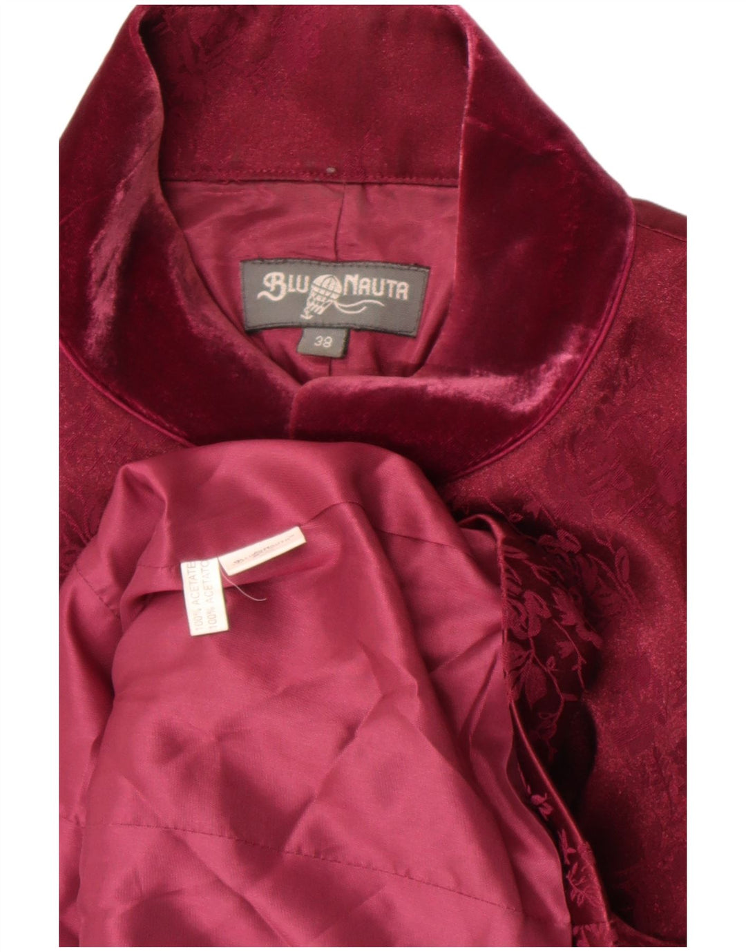 Giacca blazer oversize da donna a 3 bottoni Blunauta IT 38 XS Borgogna floreale