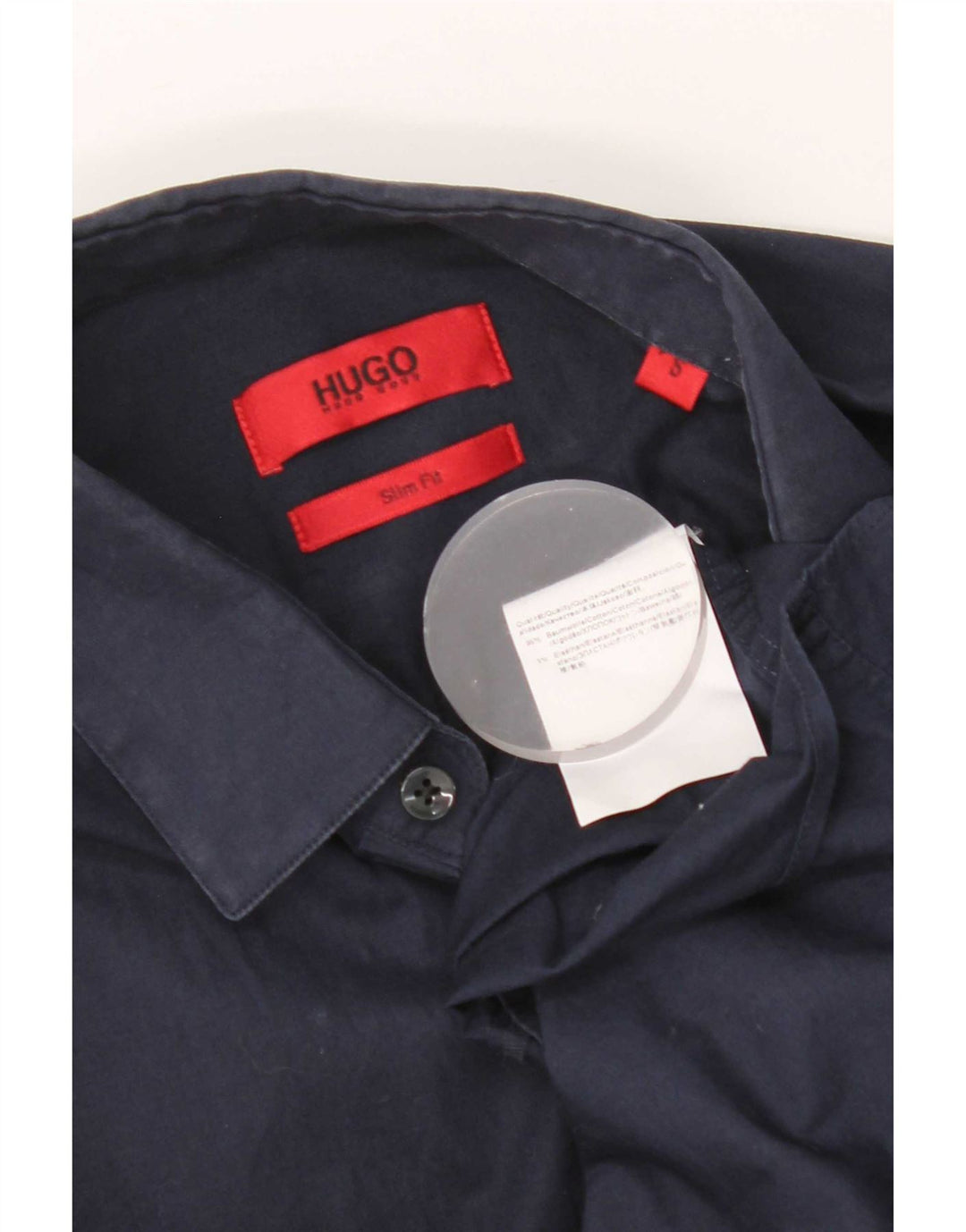 Camicia slim fit da uomo Hugo Boss piccola in cotone blu navy