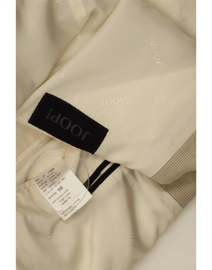 Giacca blazer da uomo a 2 bottoni Joop IT 48 Lana vergine gessata beige medio