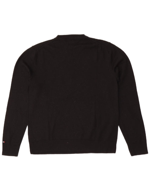 Maglione maglione con scollo a V da uomo Tommy Hilfiger XL lana nera