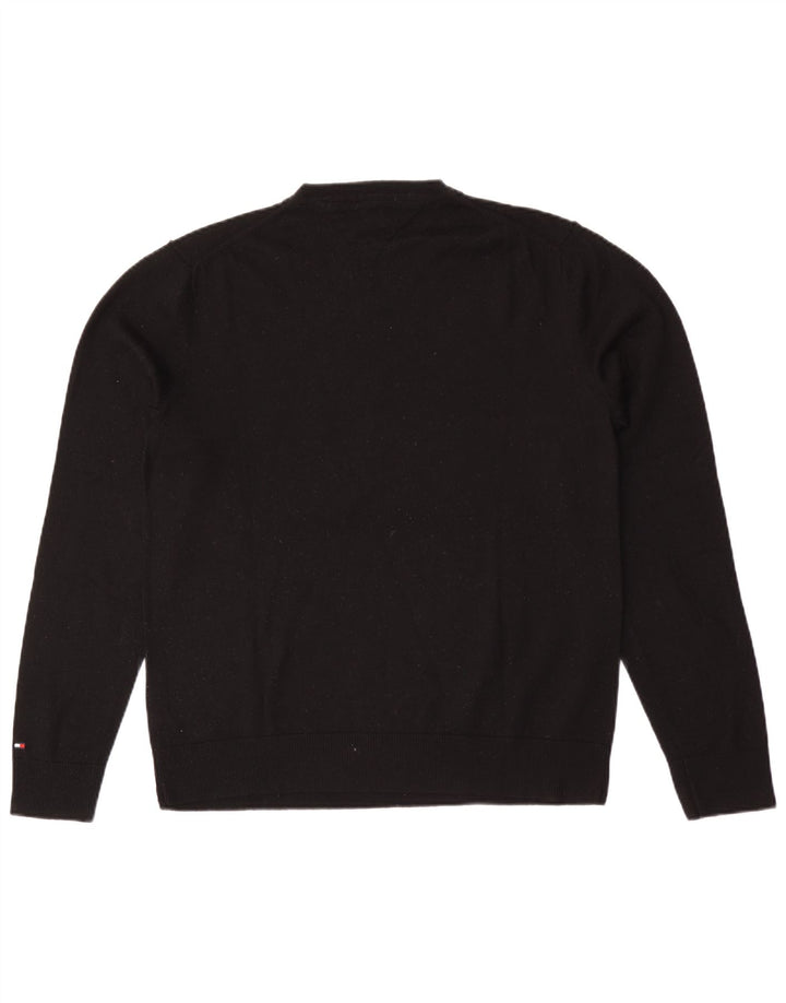 Maglione maglione con scollo a V da uomo Tommy Hilfiger XL lana nera