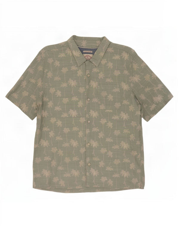 Camicia da uomo a maniche corte vestibilità regolare Fat Face XL in cotone floreale verde