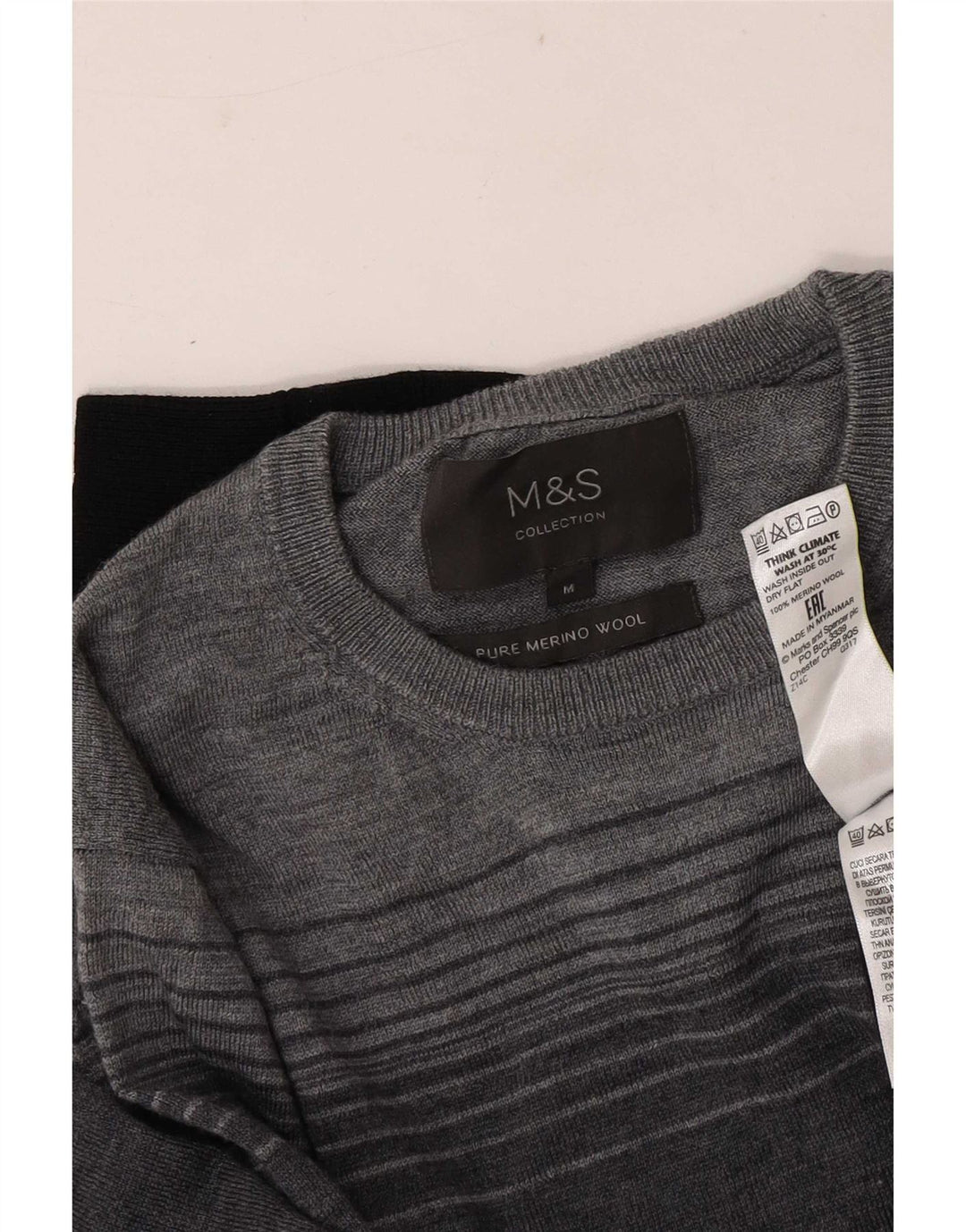 Maglione maglione girocollo da uomo Marks & Spencer color block medio blu navy