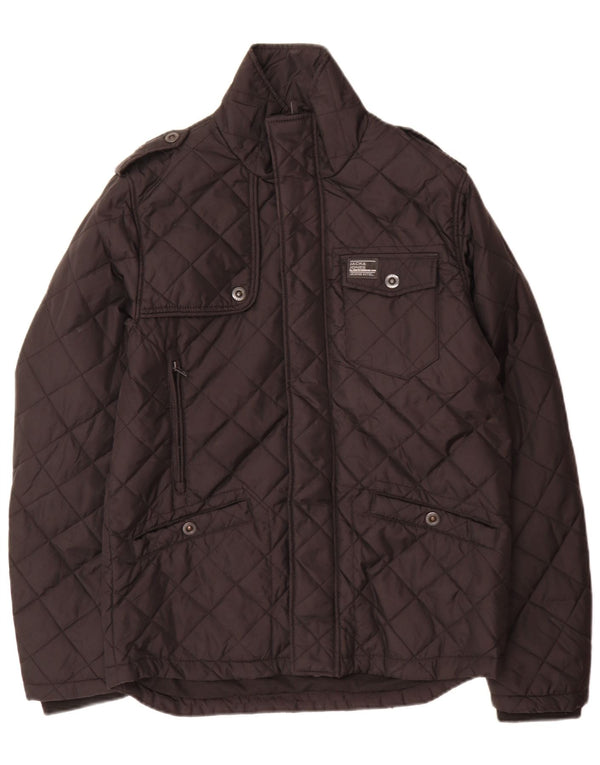 Giacca trapuntata militare da uomo Jack & Jones UK 38 nylon nero medio