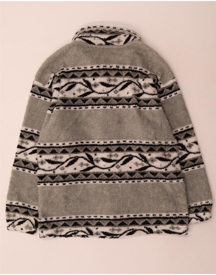 Giacca in pile vintage da uomo UK 38 Grigio medio Fair Isle