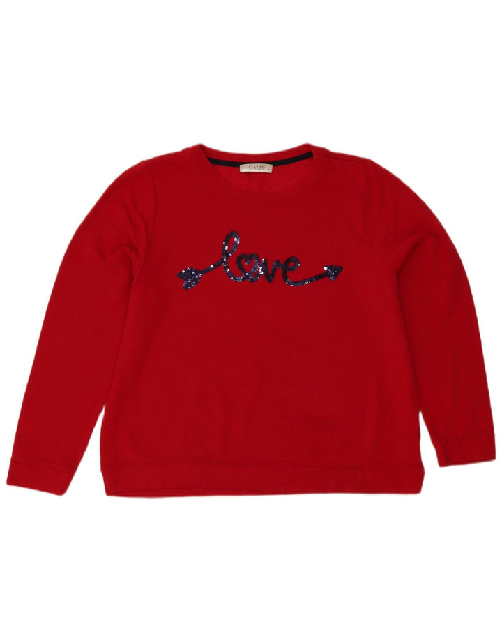 Felpa grafica da donna Oasis UK 16 Large Red Viscosa