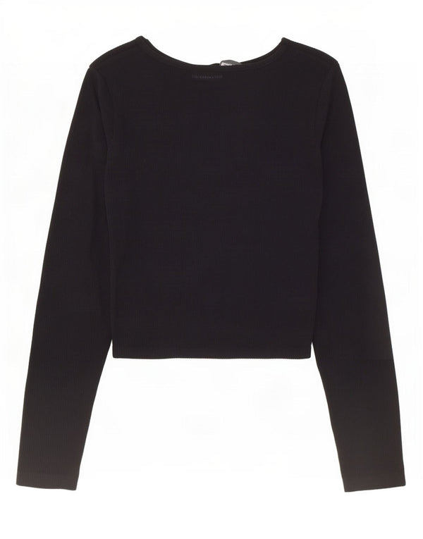 Top corto da donna Zara a maniche lunghe UK 12 medio nero in poliammide