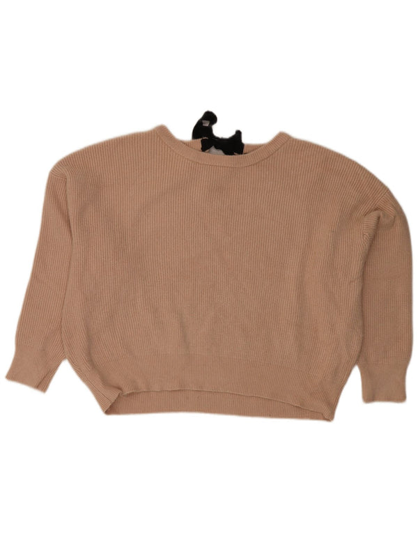 Maglione corto con scollo a barca oversize da donna Zara UK 16 grande Beige