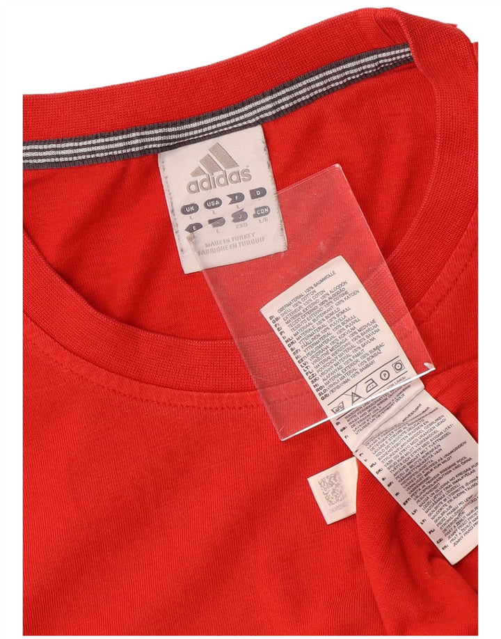 Top ADIDAS da uomo a manica lunga grande rosso in cotone