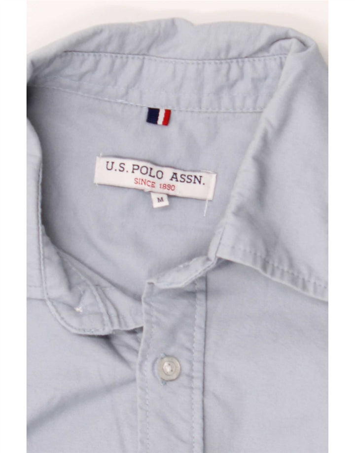 Polo Assn. Camicia da uomo a maniche corte in cotone blu medio