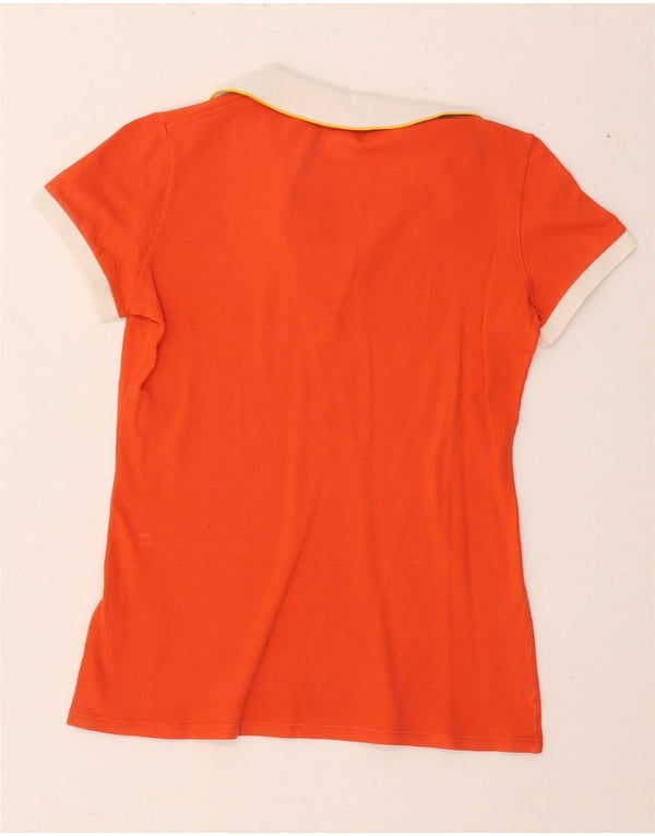 Fred Perry Womens Rugby Polo Shirt UK 10 Small Orange Cotton