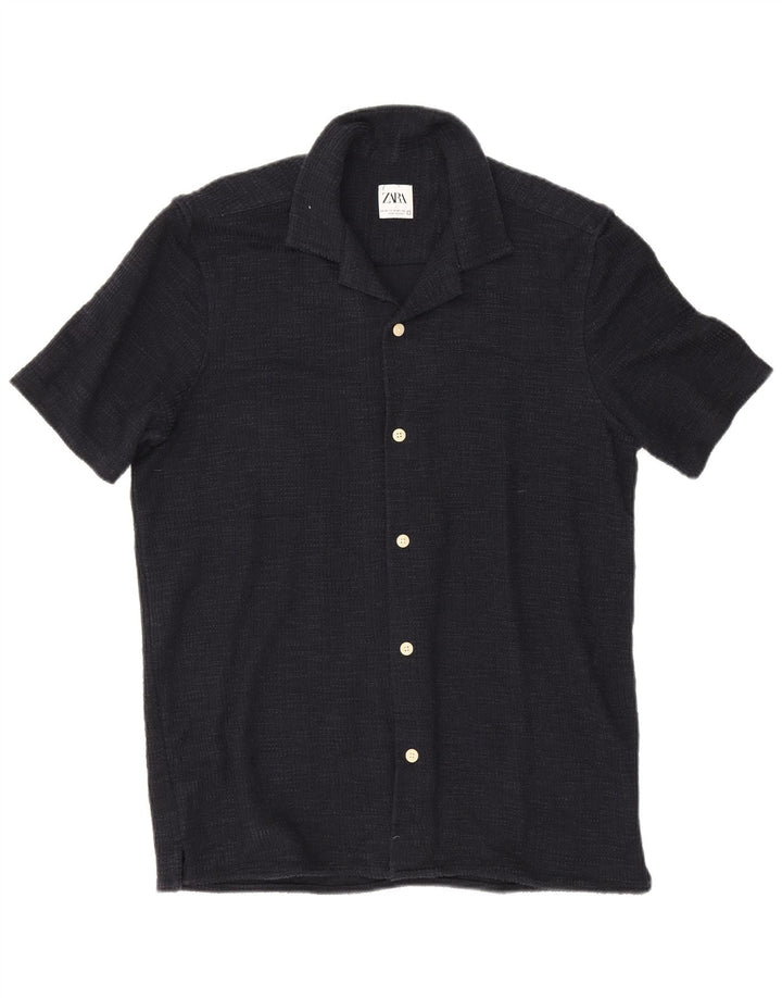 Camicia a maniche corte da donna Zara blu navy medio