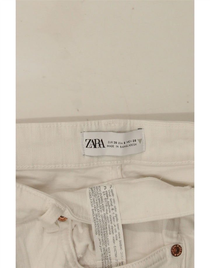 Jeans corti da donna Zara EU 38 piccoli W28 L26 cotone bianco
