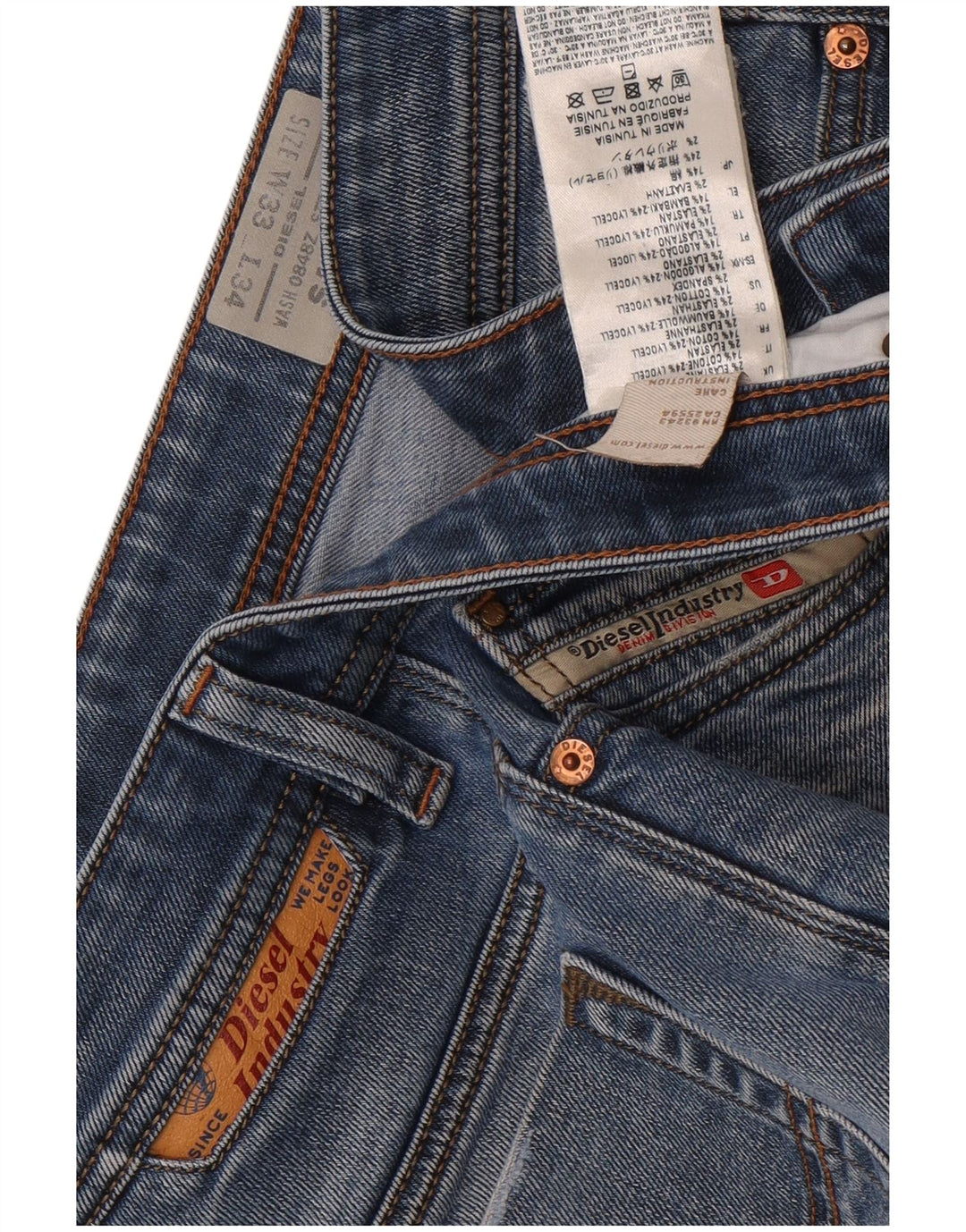 Jeans dritti da uomo Diesel W33 L34 cotone blu
