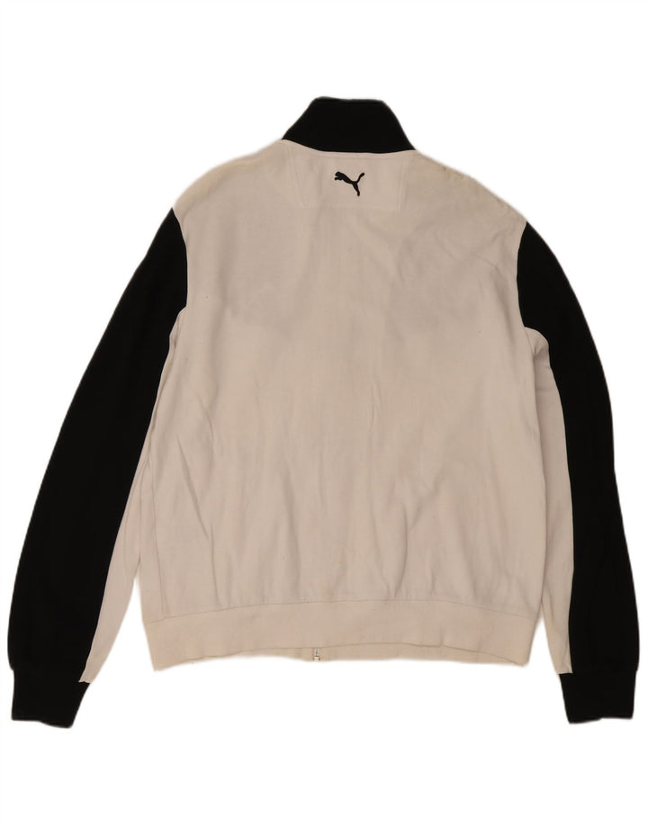 Giacca da tuta da uomo Puma Large in cotone color block bianco