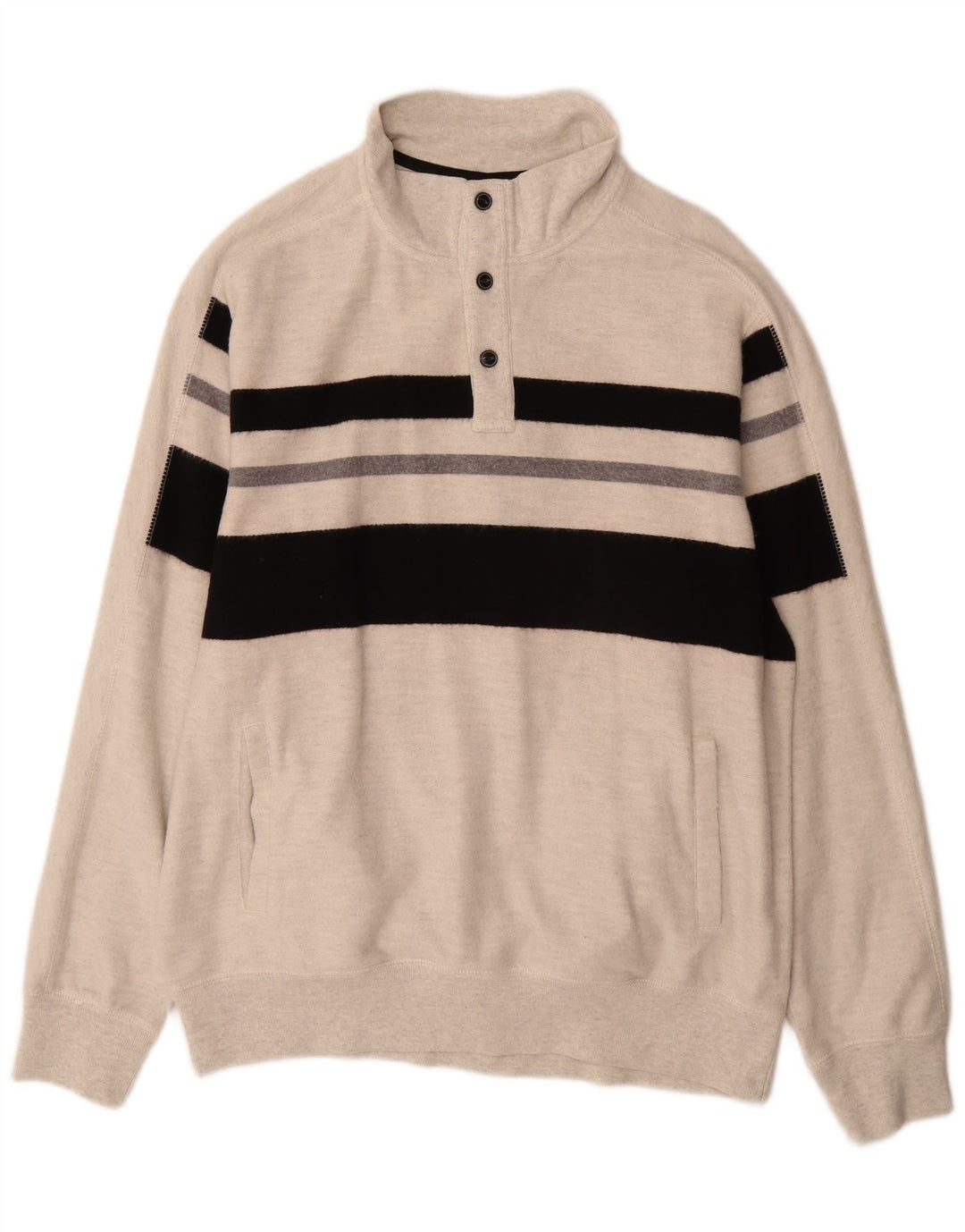 Felpa Chaps da uomo con collo abbottonato, maglione XL, cotone color block grigio