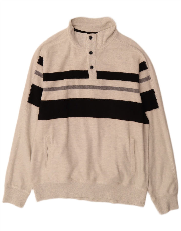 Felpa Chaps da uomo con collo abbottonato, maglione XL, cotone color block grigio